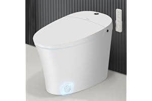 EPLO Smart Toilet,One Piece Bidet for Bathrooms,Modern Elongated Toilet with Warm Water,Dual Auto Flush,Foot Sensor Operation,Heated Bidet Seat,Electric Tankless Toilets with LED Display E16