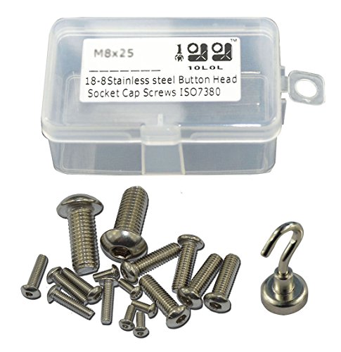 10l0l 18-8 Stainless Steel Iso7380 Allen Bolt Button Head Socket Cap Screws M5x20 Kit,50-pack (1)