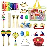 PETUOL Kids Musical Instruments 24pcs Wood Percussion Xylophone Toys for Children Musical Movement-Music Rhythm Percussion Kit for Toddler Boy and Girls Gift