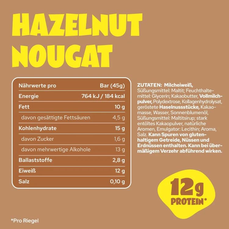 ahead Protein Riegel | Mix Box | 12 x 45g Extra softer Protein Riegel mit cremigem Kern | Low Carb Eiweißriegel ohne Zuckerzusatz & ohne Palmöl 7