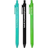 Jxueych 3 Pieces Funny Sarcastic Ballpoint Pens, Black Ink, Office Accessories Desk Decor Work Pen Gag Gift for Coworkers Boss Adults