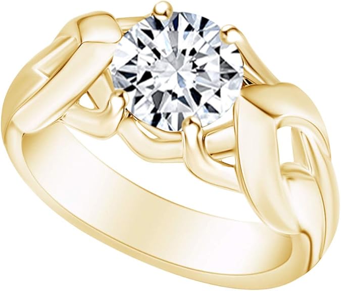 AFFY Round Simulated Birthstones Solitaire Engagement