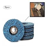Ximimark 5 Pcs Poly Strip Disc Wheel Paint Rust Removal Clean for Angle Grinder 100X16mm,Arbor Size,5/8 inch, 16 mm,Blue
