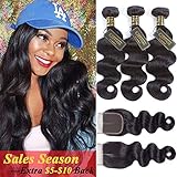QTHAIR 10A Brazilian Virgin Hair Body Wave with Closure(12