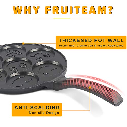 FRUITEAM Smiley Face Pancake Pan Nonstick Griddle 10 Inch Pancake Maker