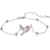 jiulegufa Robin Bird Bracelet 925 Sterling Silver Bird Adjustable Bracelet Robin Jewelry Gifts for Women