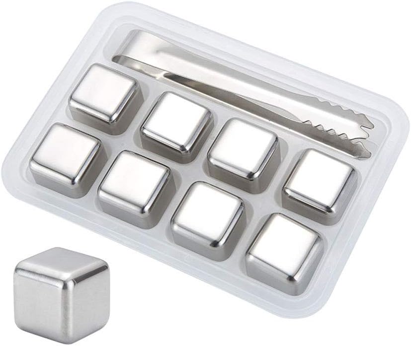 BIASTNR Reusable Ice Cubes, 8 Stainless Steel Ice Cubes