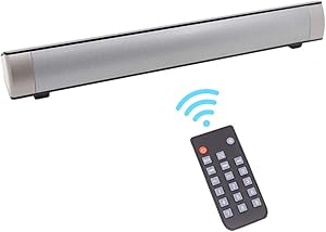 Home Theater Audio Sound Bar, Wired & Wireless Outdoor/Indoor Bluetooth Stereo Speaker with Remote Control, 2 X 5W Mini Sound bar Built-in Subwoofers for Phones/Tablets/PC/Desktop Projector