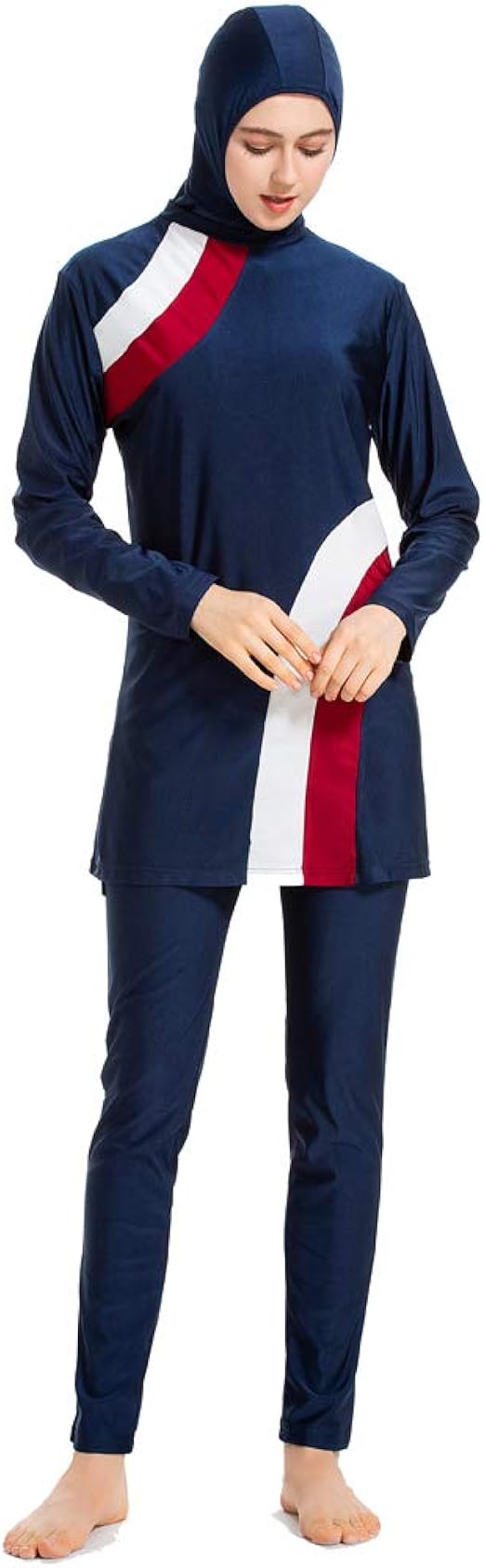 XDXART Womens Modest Muslim Islamic Swimsuit Gradient Burkini with