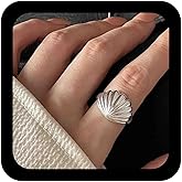 Vacaonio Minimalist Silver Shell Open Ring Sea Shell Cuff Ring Adjustable Shell Scallop Ring Metal Ses Shell Cuff Ring Beach Shell Statement Finger Ring Jewelry for Women