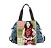 Fansela(TM Womens Simple Cool Graffiti Canvas Handbag Crossbody Tote Bag (Blue)