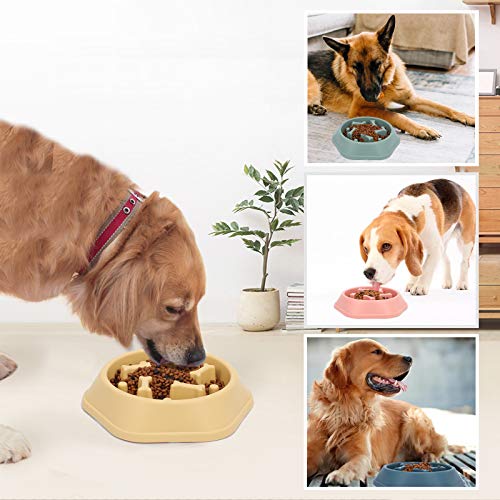 KASBAH Slow Feeder Dog Bowl, Puzzle Dog Food Bowl Anti-Gulping Interactive Dog Bowl and Water Dog Bowl for Small/Medium Sized Dogs, Blue, 1.5 Cups/ 12 Oz