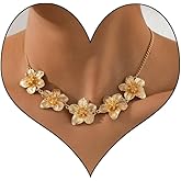 VIYPDRST Chunky Gold Flower Necklace for Women,Trendy Gold Layered Floral Pendant Chain Choker Fashion Statement Wedding Bridesmaid Dating Party Costume Necklace Jewelry