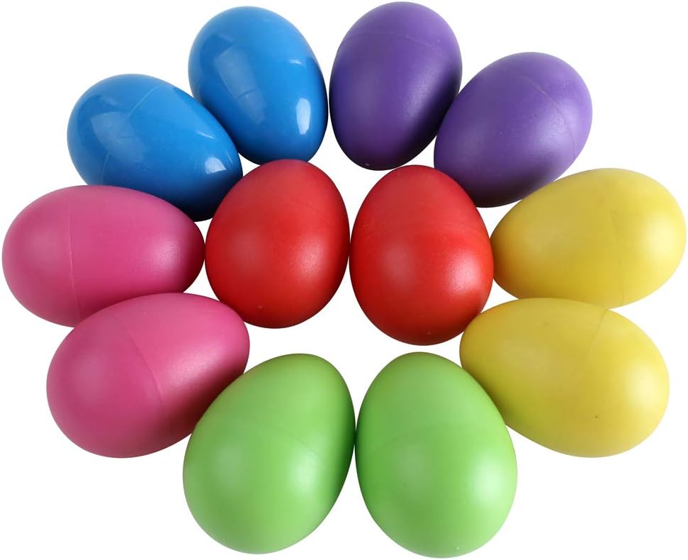 Zicome 12-Piece Plastic Egg Shakers Percussion Musical Egg Maracas (6 colors)