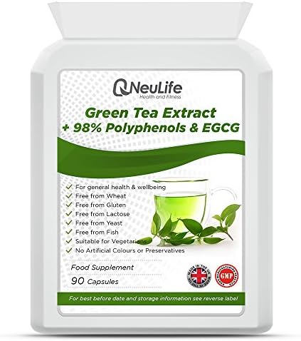 Green Tea extract with 98% Polyphenols and EGCG - 90 Capsules - by Neulife Health and Fitness