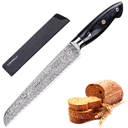Bread Knife, Wide Wavy Edge, 8 inch Ultra Sharp Serrated Knife with
