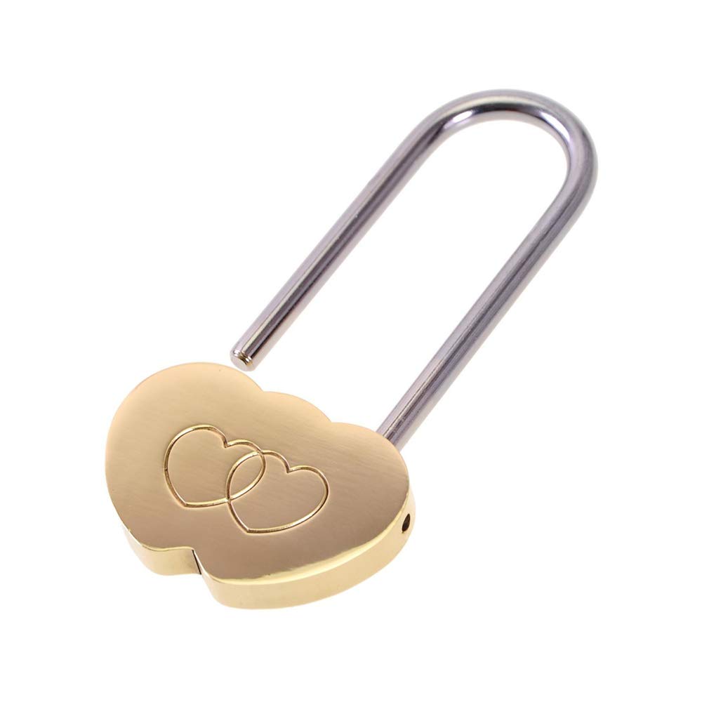 Love Lock Without Key,VerRich 3.5" Cute Mini Engraved Double Heart