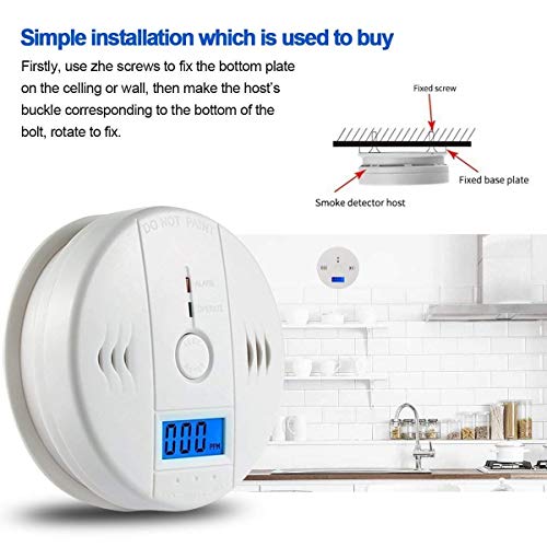 CUZMAK Carbon Detector, LCD Digital Display Carbon Monoxide Alarm, Portable Security Gas CO Monitor, Battery Powered Co Detector Alarm Clock Warning for Home Room Kitchen car