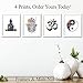 Meditation Zen Wall Art Prints - Unframed Set Of 4 - Buddha, Yin Yang, Om And Hamsa Fatima Hand - Chic Home Decor - Great Gift For Yoga Fans – Ready Frame (8x10) Watercolor Photos