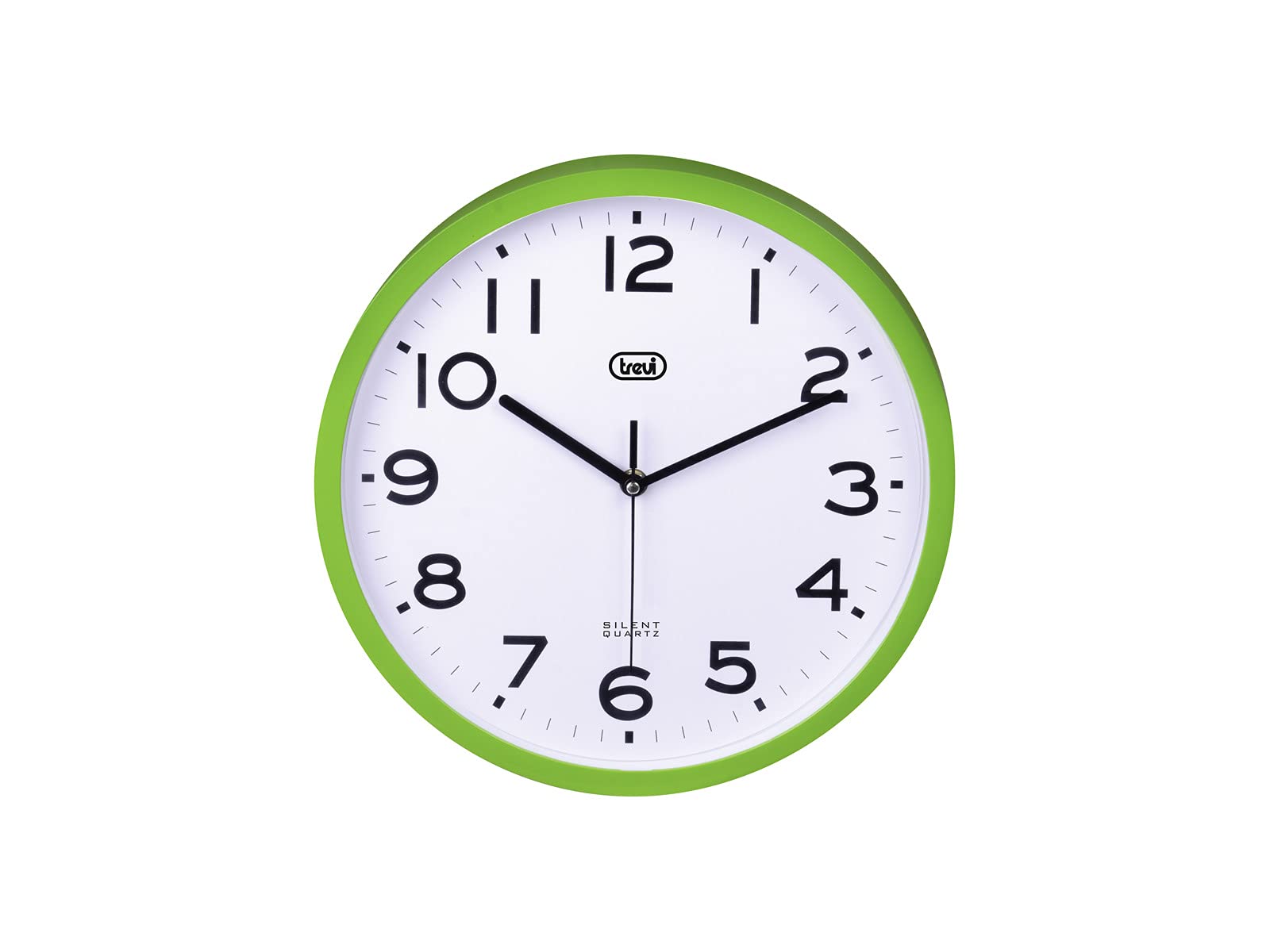 Trevi OM 3302 S Silent Wall Clock with SWEEP Movement, Diameter 30 cm, Modern and Essential Design, Ideal for Bedroom and Office, Operated with AA Battery, Green