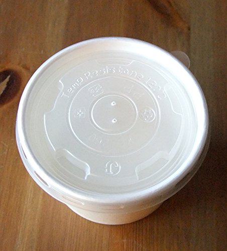 [ 48 ct ] White Soup/Ice Cream Container Cup (8 oz) with Flat Lid Set (Bonus Cooking Chopsticks) (with Bio-Based Spoons (Tomato Red)) - Thumbnail 2