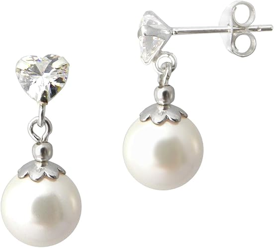 Amazon ピアス パール フェイクパール 真珠 シルバー 925 キュービックジルコニア ハート型 キャッチ式 スタッドピアス フォーマル 結婚式 パーティ 普段使い 使い回し ピアス 通販