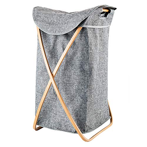 Hosroome Bamboo Laundry Hamper with Lid Laundry Baskets with Handles Waterproof Foldable Hamper Easily Transport Laundry,Grey - Thumbnail 7