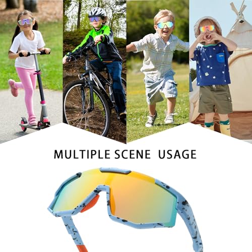 Beafaeur Polarized Sports Sunglasses for Children Cycling Glasses UV400 Protection for Children 5 to 16 Years for Cycling, Tennis Rugby Running, Outdoor Sports