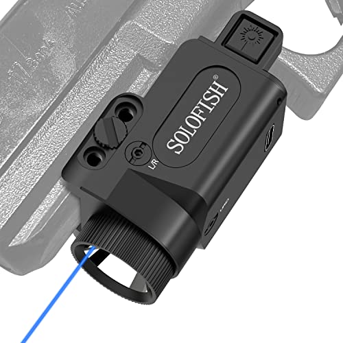 SOLOFISH Pistol Light & Laser Combo - 500 Lumens, Green/Red/Blue Lasers, Picatinny Mount, USB Rechargeable