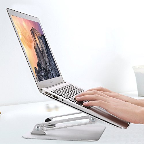 SKYZONAL Aluminum Adjustable Laptop Notebook Stand Riser Portable Height Adjustable and Angle Desk Notebook Support for MacBook Pro/Air, Apple Laptop Stand 11-17" Notebook and Tablet (New Arrive)