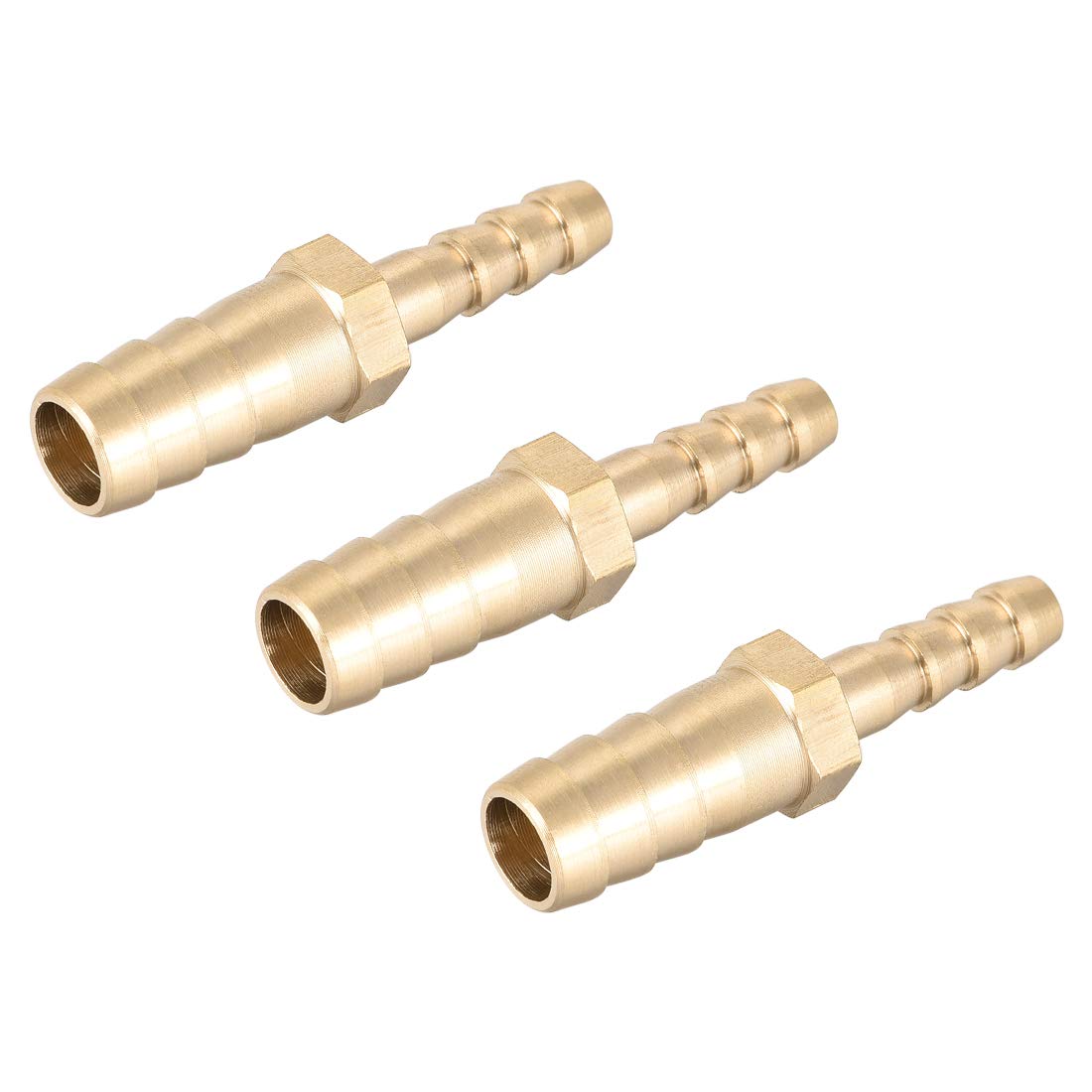 sourcing map Straight Brass Barb Fitting Reducer, Fit Hose ID 10mm to 6mm 3pcs