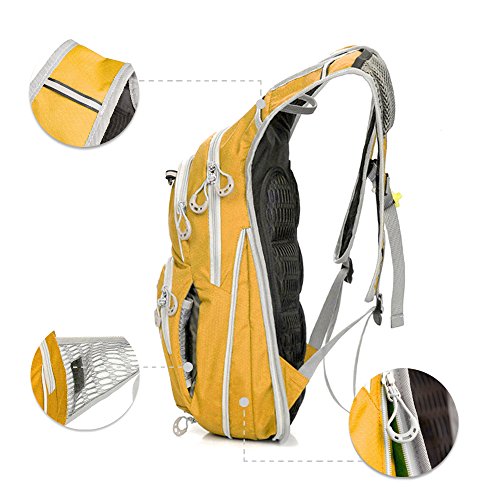Boruizhen 12L Waterproof Bicycle Backpack Multi-Function Cycling Backpack with Hidden Helmet Cover Bag Lightweight Daypack (Yellow) - Thumbnail 2