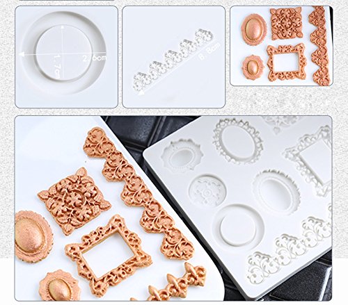 Photo Frame Lace Vintage Pattern Sugarcraft Silicone Fondant Mould for Cake Decorating Cupcake Topper, Sculpting Silicone Sugar Resin Craft DIY Moulds Gum Paste Cake Decorating Fondant Molds