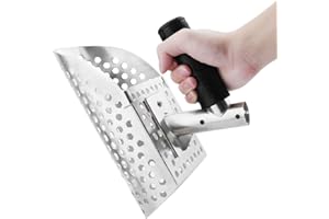 SJSHAL Sand Scoop for Metal Detecting, Heavy Duty Sand Sifter Beach Finds,Stainless Steel Digging Shovel for Beach Treasure H