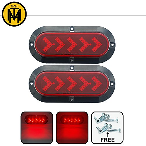 TMH ( Pack of 2 ) 6″ 25 ARROW LED Surface Mount Oval Red Stop Brake Marker Tail LED Light, for Truck Trailer Trail Bus 12V DC TMH ( Pack of 2 ) 6″ 25 ARROW LED Surface Mount Oval Red Stop Brake Marker Tail LED Light, for Truck Trailer Trail Bus 12V DC