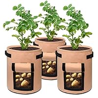 Patato Grow Bags 7 Gallon Garden Planting Bag Aeration Fabric Pot with Handles for Planter 3 Pack