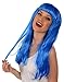 Kangaroo Costume Wigs - Glamorous Blue Wig with Bangs