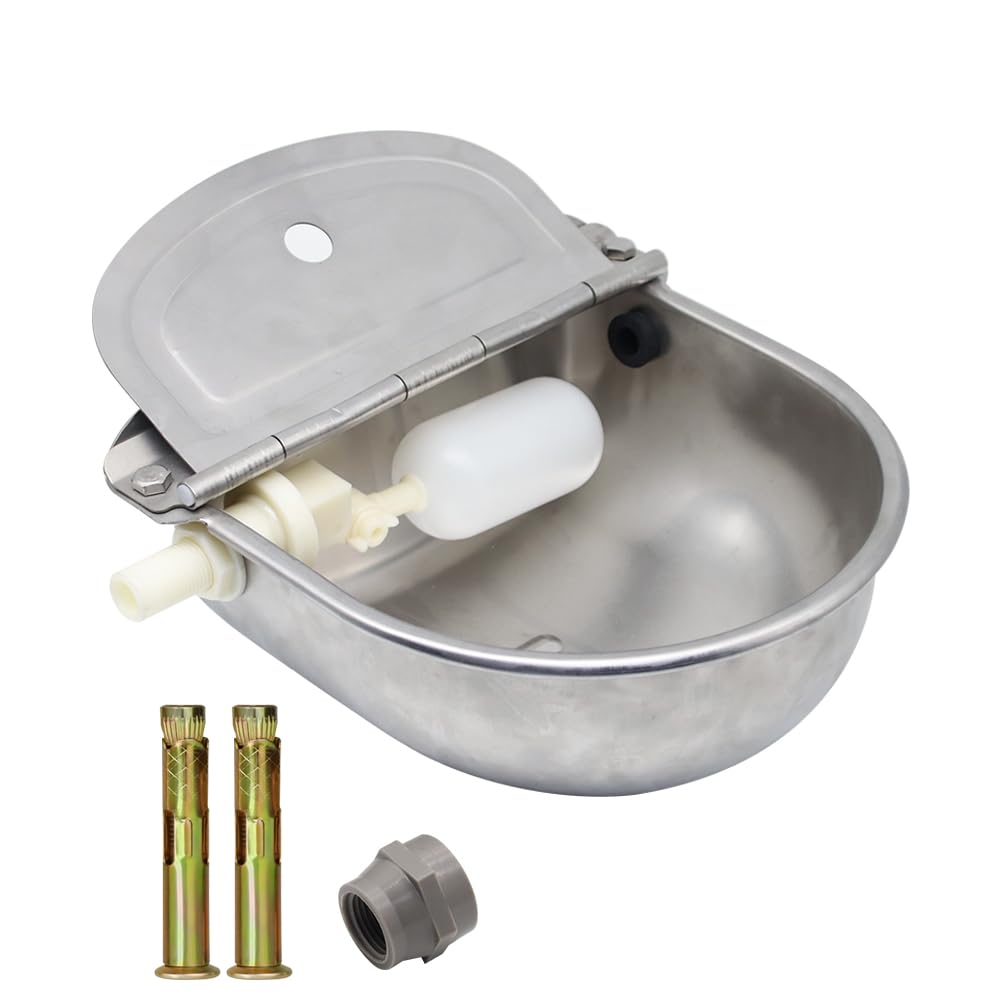 Ign-club 2-Pack Automatic Stainless Steel Water Trough Bowl – 304 Steel, Rust-Resistant, For Horses, Cattle, Dogs