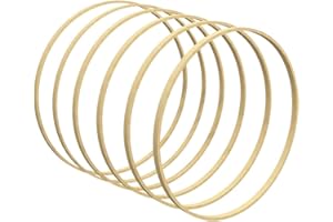 Worown 6 Pack 8 Inch Bamboo Floral Hoops, Wooden Wreath Rings for Making Wedding Wreath Decor and Wall Hanging Crafts