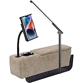 ARMRESTO Multifunctional Sofa Armrest, Couch Armrest with Wireless Charge Stand, Removable Couch Caddy with Storage,Including LED Reading Light