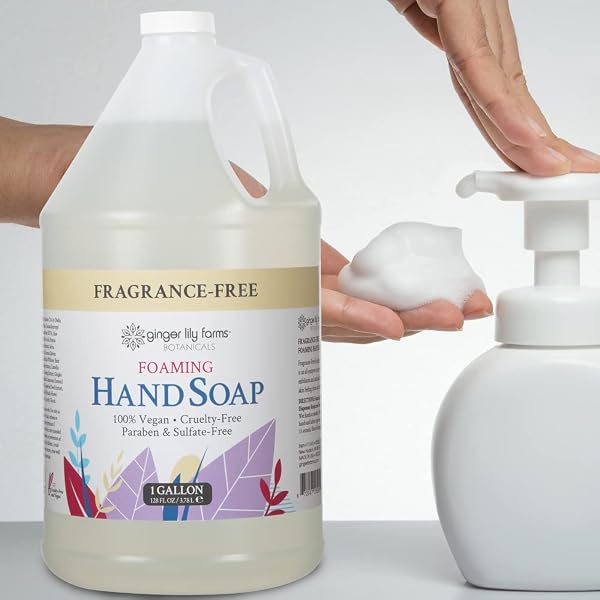 GINGER LILY FARMS BOTANICALS ALL-PURPOSE FOAMING HAND SOAP REFILL, FRAGRANCE FREE, 100% VEGAN & CRUELTY-FREE, UNSCENTED, 1 GALLON (128 FL OZ)
