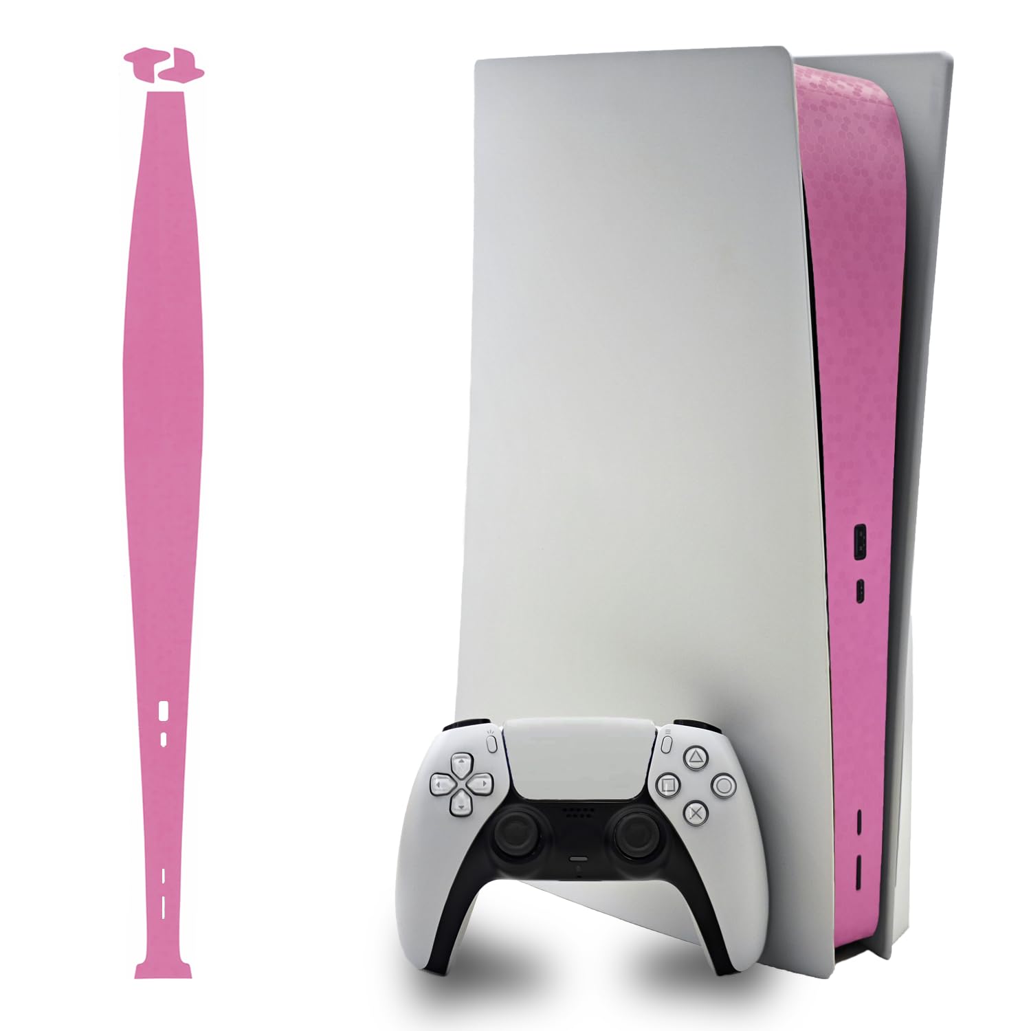 Luck&Link Skin Sticker for PS5 Console Center Part Protection Texture Sticker,for PS5 Disc Edition Host Middle Strip Texture Skin Scratch Resistant (Honeycomb-Pink, PS5(2020))