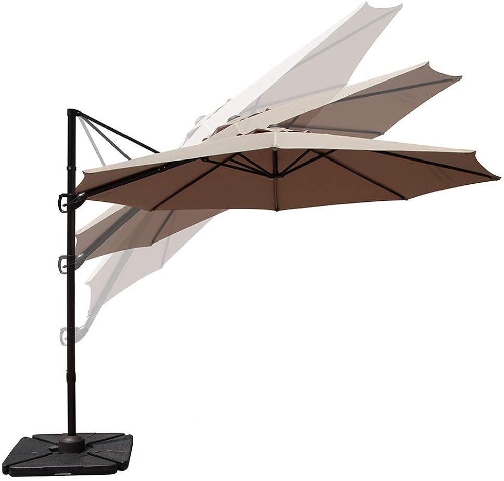Cobana 10 Ft Offset Cantilever Outdoor Patio Hanging Umbrella 360 Rotation With Cross Base Beige Amazon Ca Patio Lawn Garden