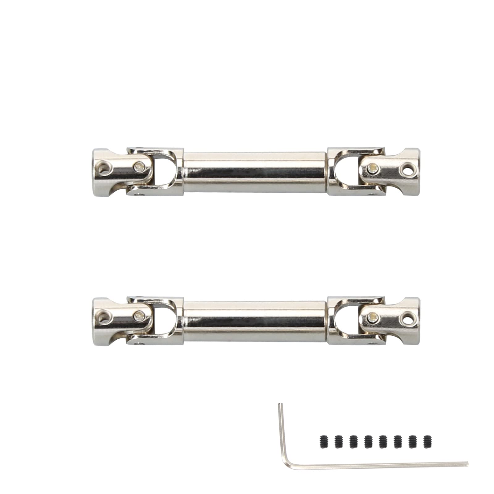 RCAWD for FMS FCX24 1/24 crawler center drive shaft length adjustable spline U-joint,#45 heavy duty steel Upgrades parts(Silver