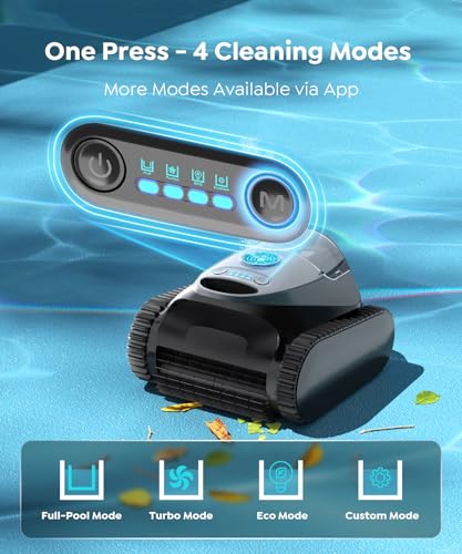 (2026 NEW) BRINBO C1 Cordless Pool Cleaner Robot – 180 Mins Run Time, Triple-Motor Powerful Suction, Wall & Waterline Cleaning, Smart APP, Dual-Layer Filters for Inground Pool (Transparent Black Blue)