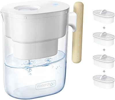Waterdrop Chubby Water Filter Jug 3.5L 4 Filters NSF 42/372 BPA Free White