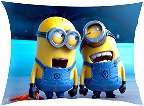 Pix Art Laughing Minion Polycotton Cushion with Filler - 16.38 inches x 16.38 inches x 2.34 inches, Blue