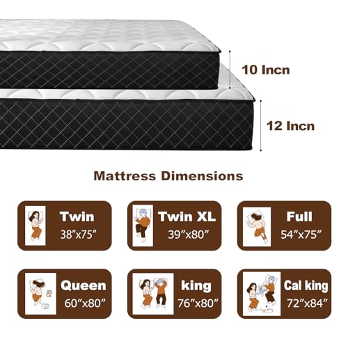 Com4Rest Twin Mattresses, 10 Inch Memory Foam Hybrid Twin Size Mattress in a Box, with Pocket Springs, Pressure Relief, Breathable Comfort, CertiPUR-US, Medium Firm
