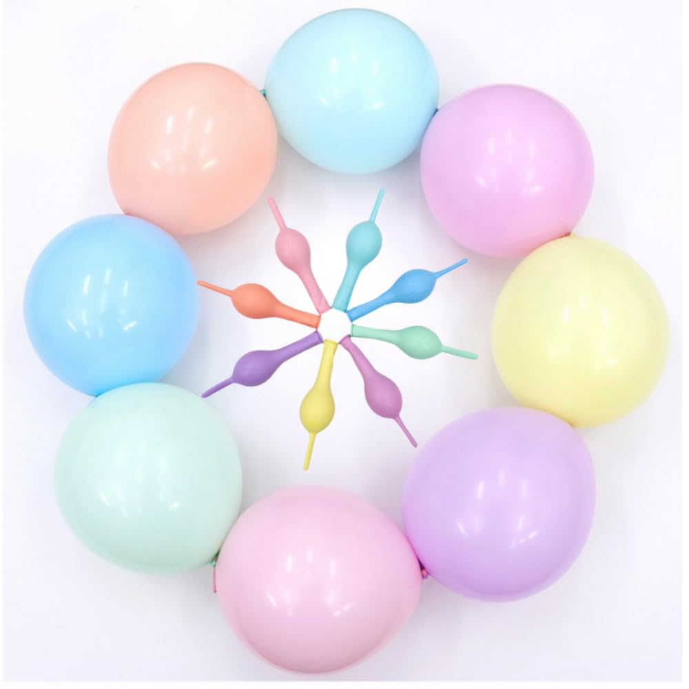 Photo 1 of 100 Pcs Link Balloon Linking Balloon 6 Inch Quick Link Latex Balloon?for Wedding, Birthday, Bridal Shower, Halloween, Christmas, Party Festival Decorations (Mixed color-6in)