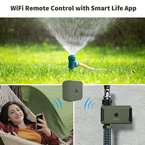 Diivoo - Temporizador de agua WiFi para manguera de jardín, temporizador de riego inteligente con hub, hasta 20 horarios de riego separados, compatible con Alexa y Google Home
